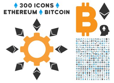 Ethereum yapılandırma vites düz simgesi koleksiyonu ile