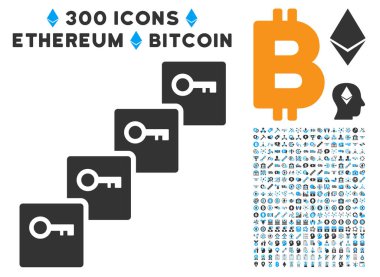 Anahtar Blockchain düz simgesiyle