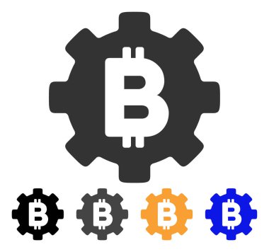 Bitcoin dişli tekerlek vektör simgesi