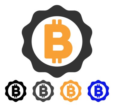 Bitcoin madalya mühür vektör simgesi