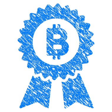 Şeritler Grunge simgesi olan Bitcoin mühür