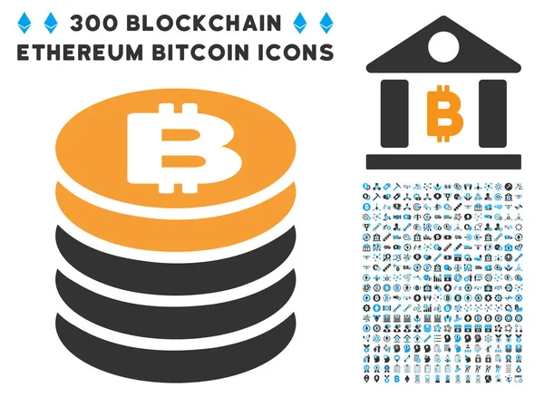 Bitcoin para yığını düz simgesi koleksiyonu ile