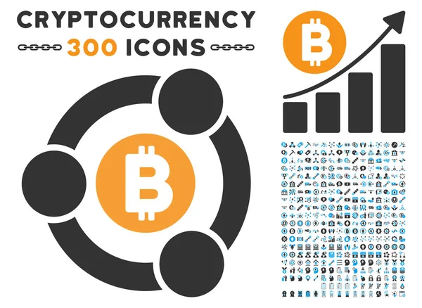 Bitcoin işbirliği düz simge seti ile