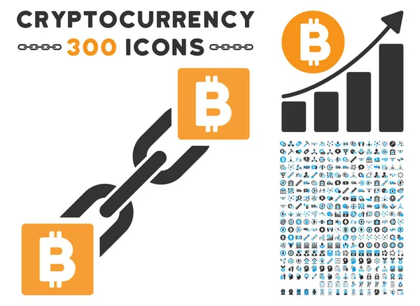 Bitcoin Blockchain flache Ikone mit Sammlung — Stockvektor
