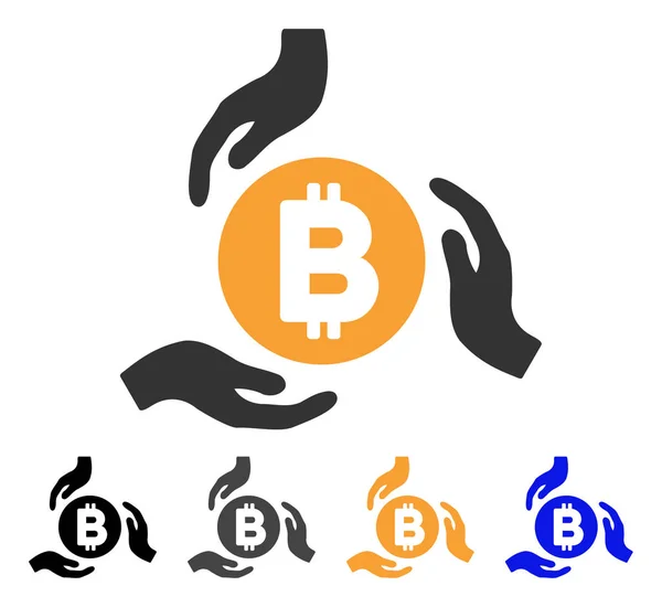 Bitcoin Pflege Hände Vektor-Symbol — Stockvektor