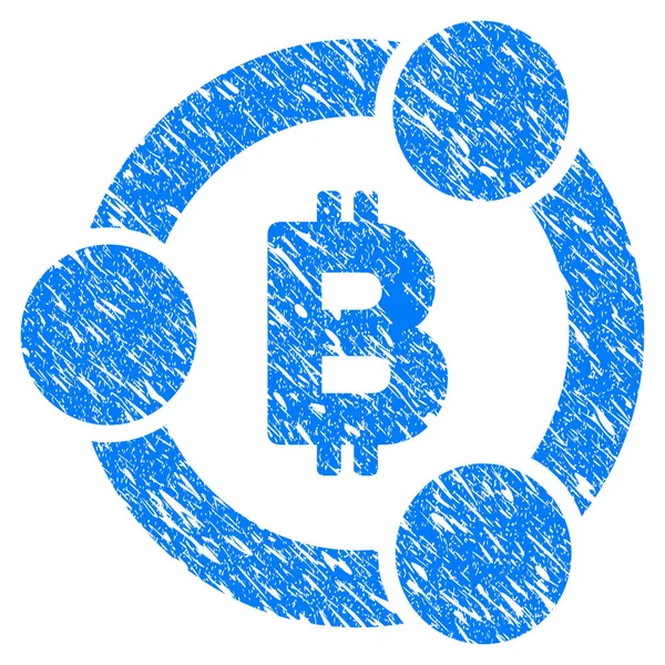 Bitcoin együttműködés Grunge ikon — Stock Vector