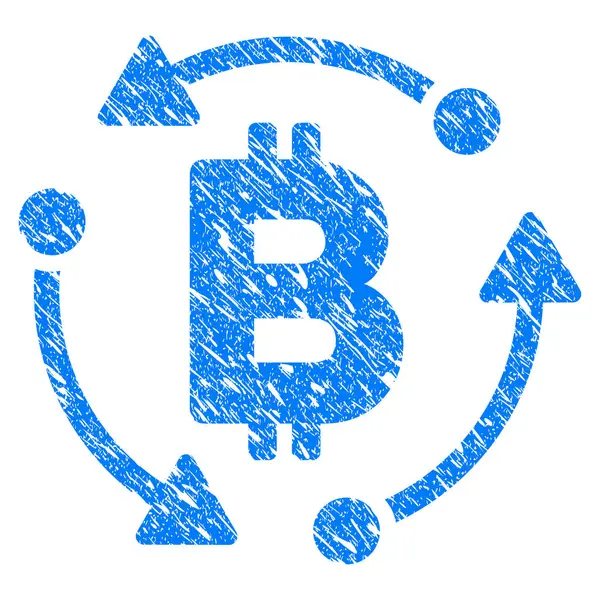 Bitcoin elforgatási Grunge ikon — Stock Vector