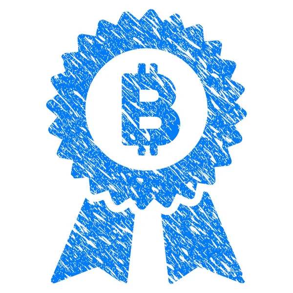 Bitcoin-Siegel mit Schleifen-Grunge-Symbol — Stockvektor