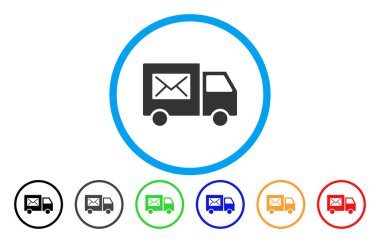 Posta teslim Van yuvarlak vektör simgesi