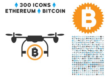 Küçük resim ile Bitcoin Airdrone düz simgesi