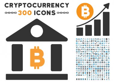 Küçük resim ile Bitcoin Banka Binası düz simgesi