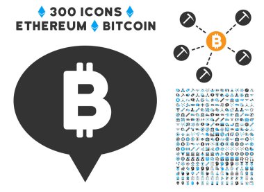 Bitcoin Banner balon düz simge seti ile