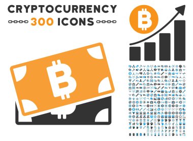 Bitcoin banknotlar düz simgesiyle