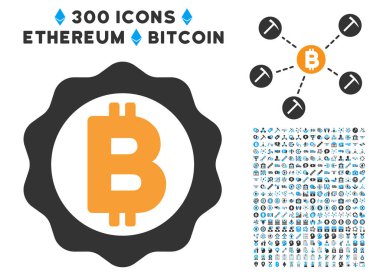 Bitcoin madalya mühür küçük resim simgesiyle düz