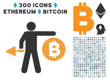 Küçük resim ile Bitcoin madenci düz simgesi
