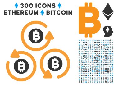 Bitcoin karıştırıcı döndürme düz simgesi koleksiyonu ile