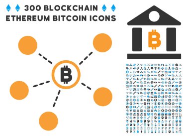 Küçük resim ile Bitcoin ağ düz simgesi