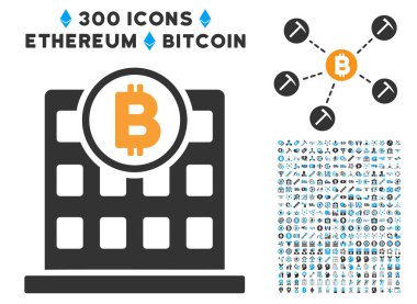 Bitcoin Office düz simgesini koleksiyonu ile