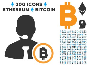 Bitcoin operatör Yöneticisi düz simge seti ile