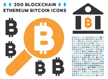 Bitcoin arama düz simge seti ile