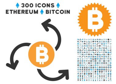 Bitcoin kaynak girdap düz simge seti ile