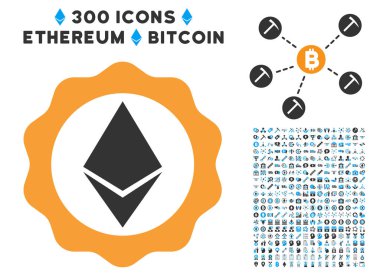 Simge seti ile Ethereum rozet mühür düz