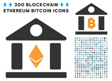 Küçük resim ile Ethereum Banka Binası düz simgesi