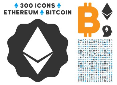 Küçük resim simgesiyle Ethereum rozet mühür düz