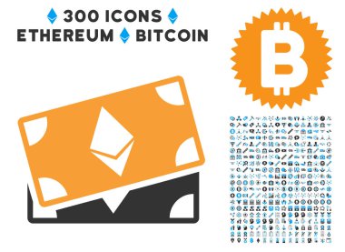 Küçük resim ile Ethereum banknotlar düz simgesi