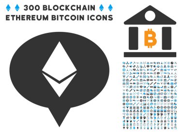 Ethereum Banner balon düz simge seti ile