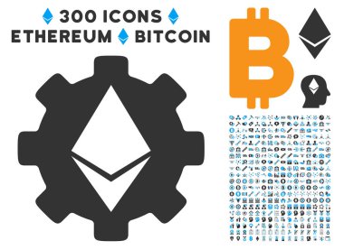 Ethereum Cog Wheel düz simgesiyle