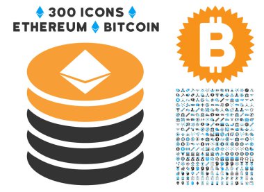 Küçük resim ile Ethereum sikke yığını düz simgesi