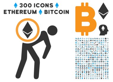 Küçük resim ile Ethereum kurye adam düz simgesi