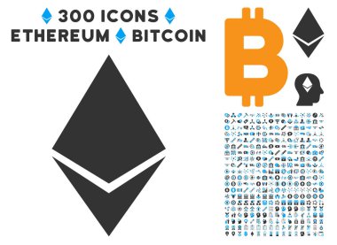 Ethereum kristal koleksiyonu ile düz simgesi