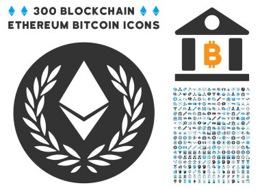 Ethereum Laurel para düz simge seti ile