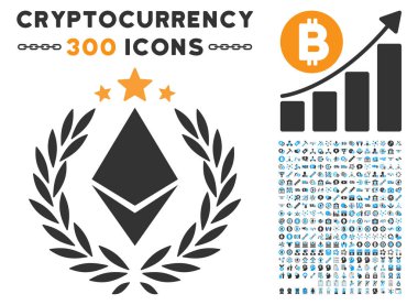 Küçük resim ile Ethereum defne çelengi düz simgesi