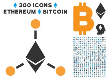 Ethereum bağlantılar koleksiyonu ile düz simgesi