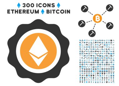 Ethereum mühür düz simge seti ile