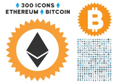 Ethereum damga mühür simge seti ile düz