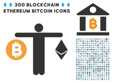 Kişi karşılaştırmak Cryptocurrency düz simge küçük resimlerle