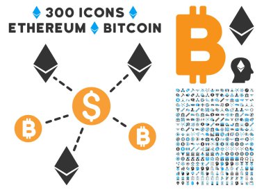 Küçük resim ile Cryptocurrency ağ düz simgesi