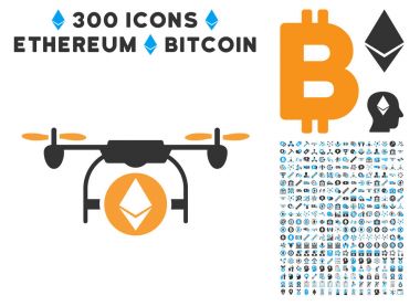 Ethereum Airdrone düz simge seti ile