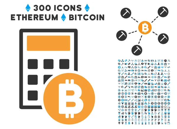 Bitcoin Calculatrice Icône plate avec — Image vectorielle