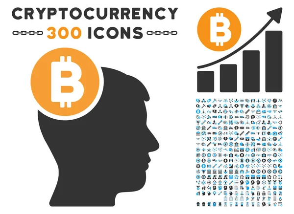 Bitcoin Kopf flache Ikone mit — Stockvektor