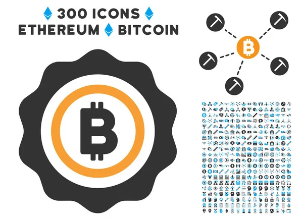 Bitcoin mühür damgası düz simgesi koleksiyonu ile