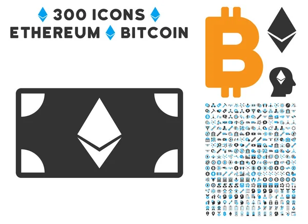 Ethereum banknot düz simge seti ile