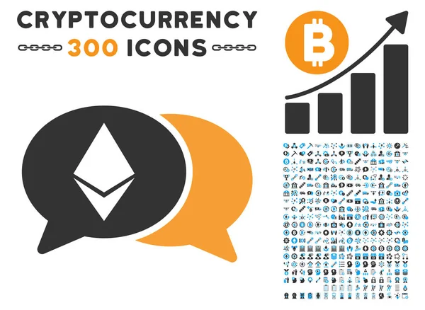 Ethereum Chat platte pictogram met Set — Stockvector