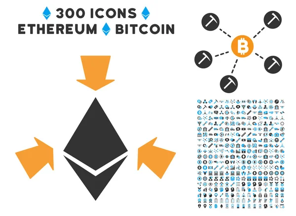 Ethereum toplamak okları simge seti ile düz