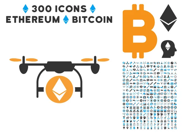 Ethereum Airdrone düz simge seti ile