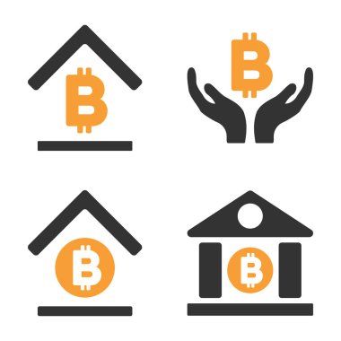 Bitcoin bankacılık vektör Icon Set